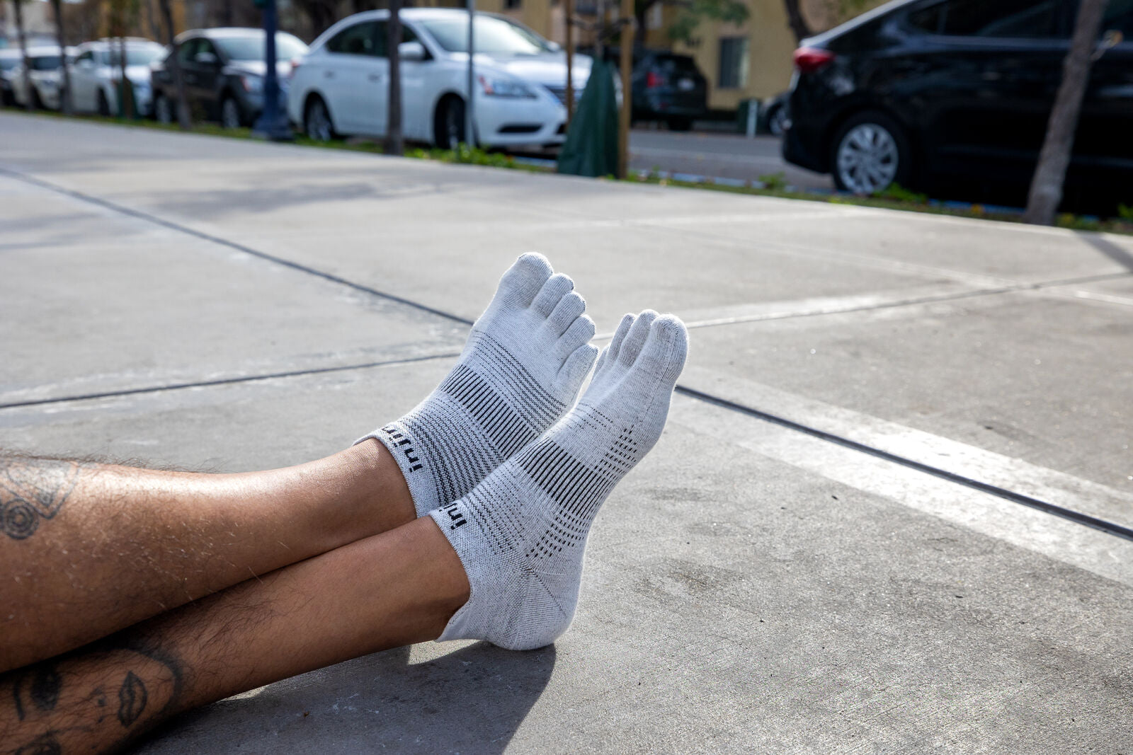 Injinji - Medias RUN Lightweight No-Show Coolmax Tangelo
